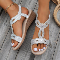 Retro Ethnic Bohemian Wedge Rhinestone Sandals