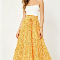 High-waisted A-line Skirt Bohemian-style Printed Flared Skirt
