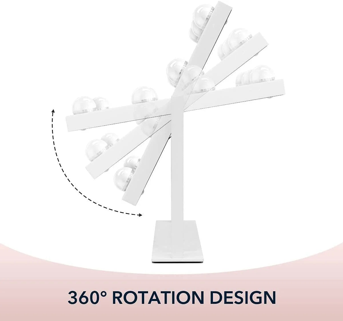 12''X14'' Vanity Makeup Mirror with Lights 360° Swivel Tabletop Metal White