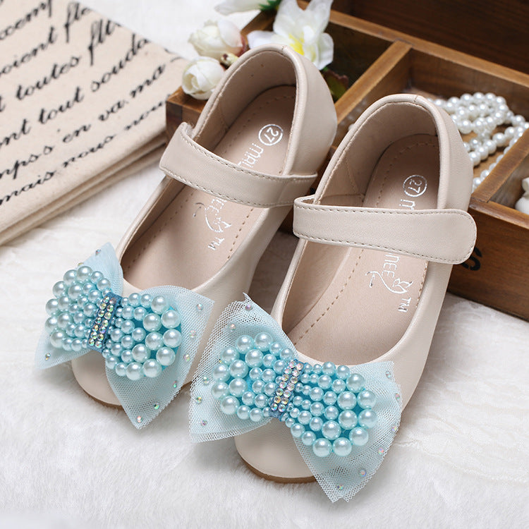 Girls' Summer Pearl Bow Princess Shallow-Mouth Pumps — Premium Wedding & Flower Girl Footwear | Everyday Home Deal