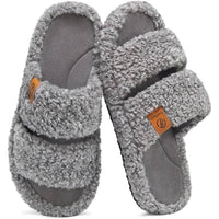 Women's Fuzzy Open Toe Slippers Comfy Soft Memory Foam