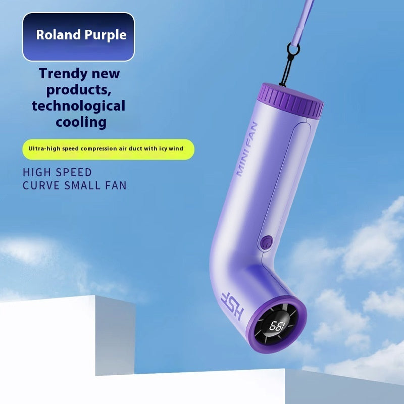 High-speed Portable Fan Little Turbine Digital Display Charging Long Endurance Portable Fan Rechargeable Strong Wind 199 Gear Speed Electric Adjustable Turbo Handheld Fan | Everyday Home Deal