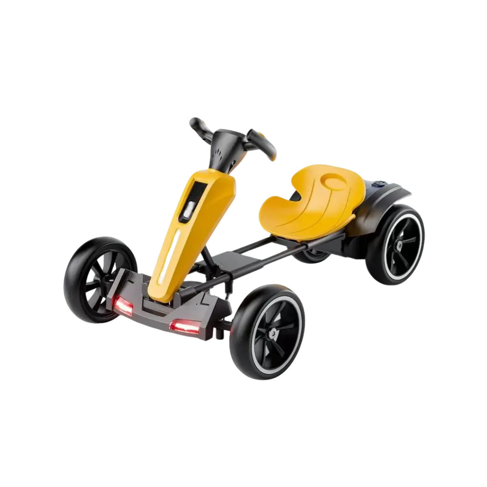 12V Electric Kids Pedal Go Kart, Folder Go Kart, Outdoor Ride On Toy With Adjustable Seat, 4 Non-Slip EVA Wheels For Boys And Girls For Age 3-6 Years Old -Yellow