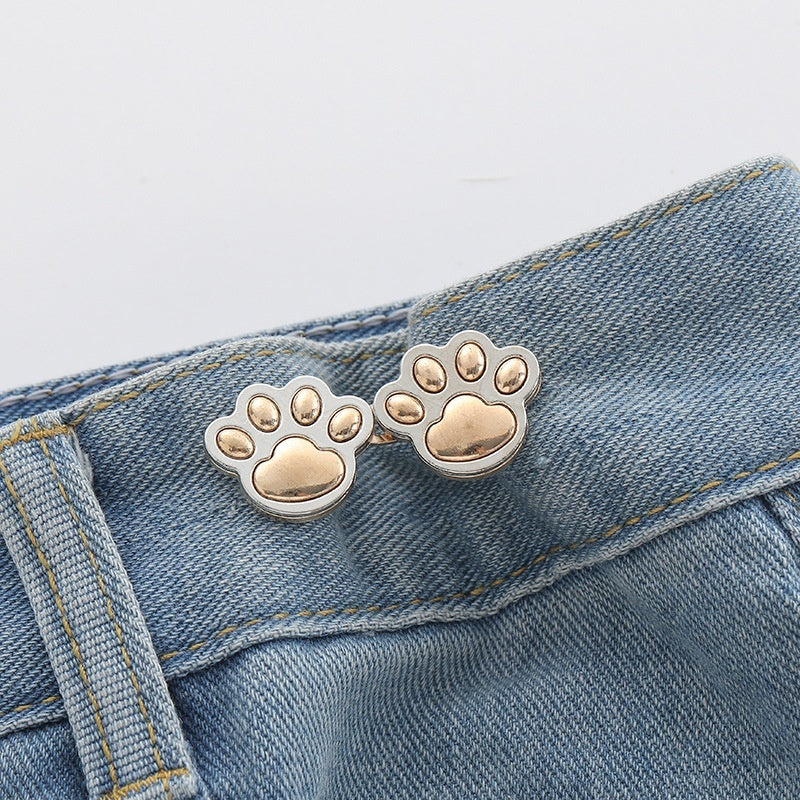 Cute Cat Claw Waist Tightener Buckles – 1 Pair Detachable Adjustable Alloy Buttons for Jeans, Pants & Casual Wear | Everyday Home Deal