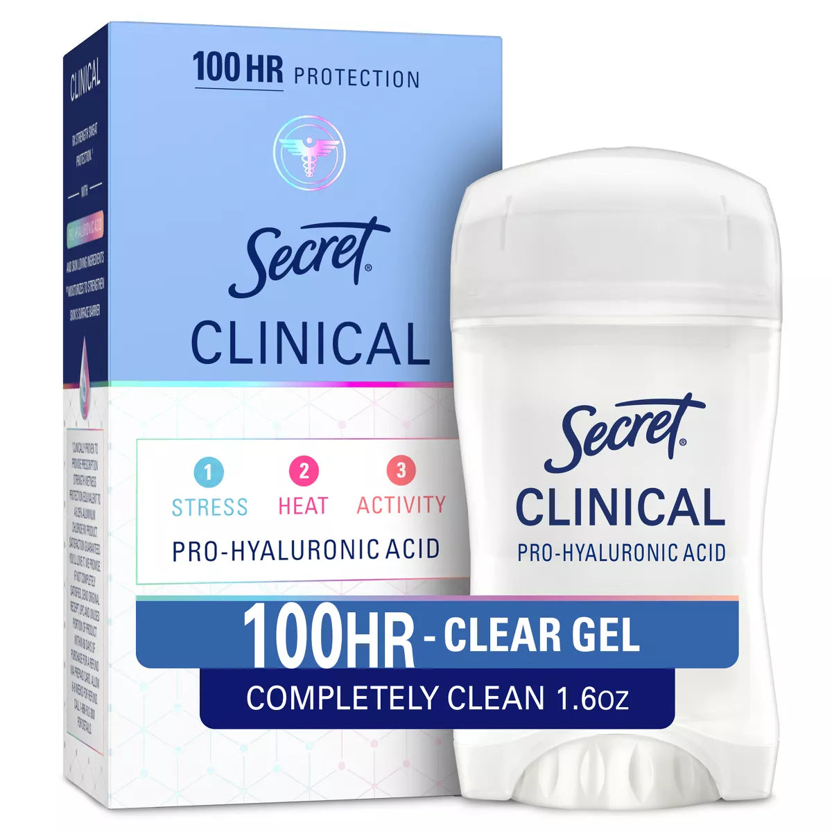 Secret Clinical 100HR Antiperspirant Deodorant for Women, Sweat & Odor Protection, Pro-Hyaluronic Acid, Clear Gel - Clean Lavender - 1.6Oz