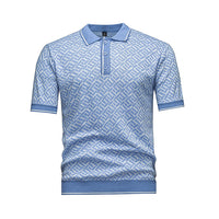 Men's Short Sleeve Knit Polo Shirt (Geometric Interwoven Pattern) - Premium Apparel Deal | Everyday Home Deal