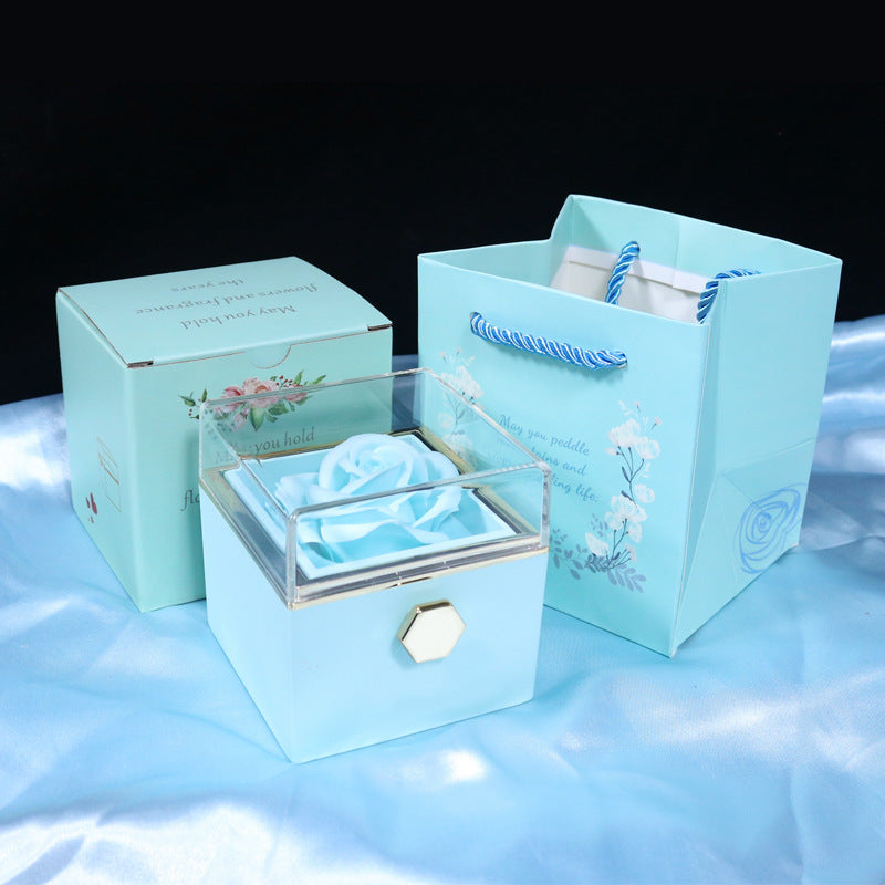 Rotating Soap Flower Rose Gift Box Creative Rotating Rose Jewelry Packaging Box Valentine's Day Gift For Women | Everyday Home Deal