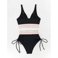 Women's High Waisted Bikini Sets Two Piece Tummy Control Swimsuit Color Block Bathing Suits