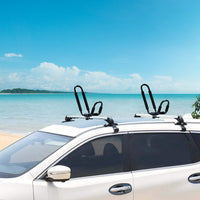 1 Pair Universal J-Bar Kayak Carrier 220LBS Load Heavy Duty Canoe Car Top Mount Carrier Roof Rack With 2Pcs Tie Down Straps