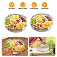2Pcs 360° Rotating Snack Tray with Lid Handle & 6 Dividers | Everyday Home Deal