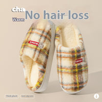 Women's Home Plush Warm Non-slip Plaid Cotton Shoes | Everyday Home Deal