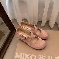 Womens Retro Round-toe Shoes With A Hidden Platform And Thick Sole