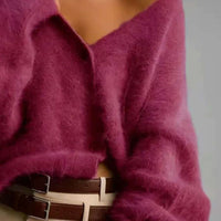 Loose V-neck Button Cardigan Fall Winter Fashion Single Breasted Knitted Sweater Top Women's Clothing