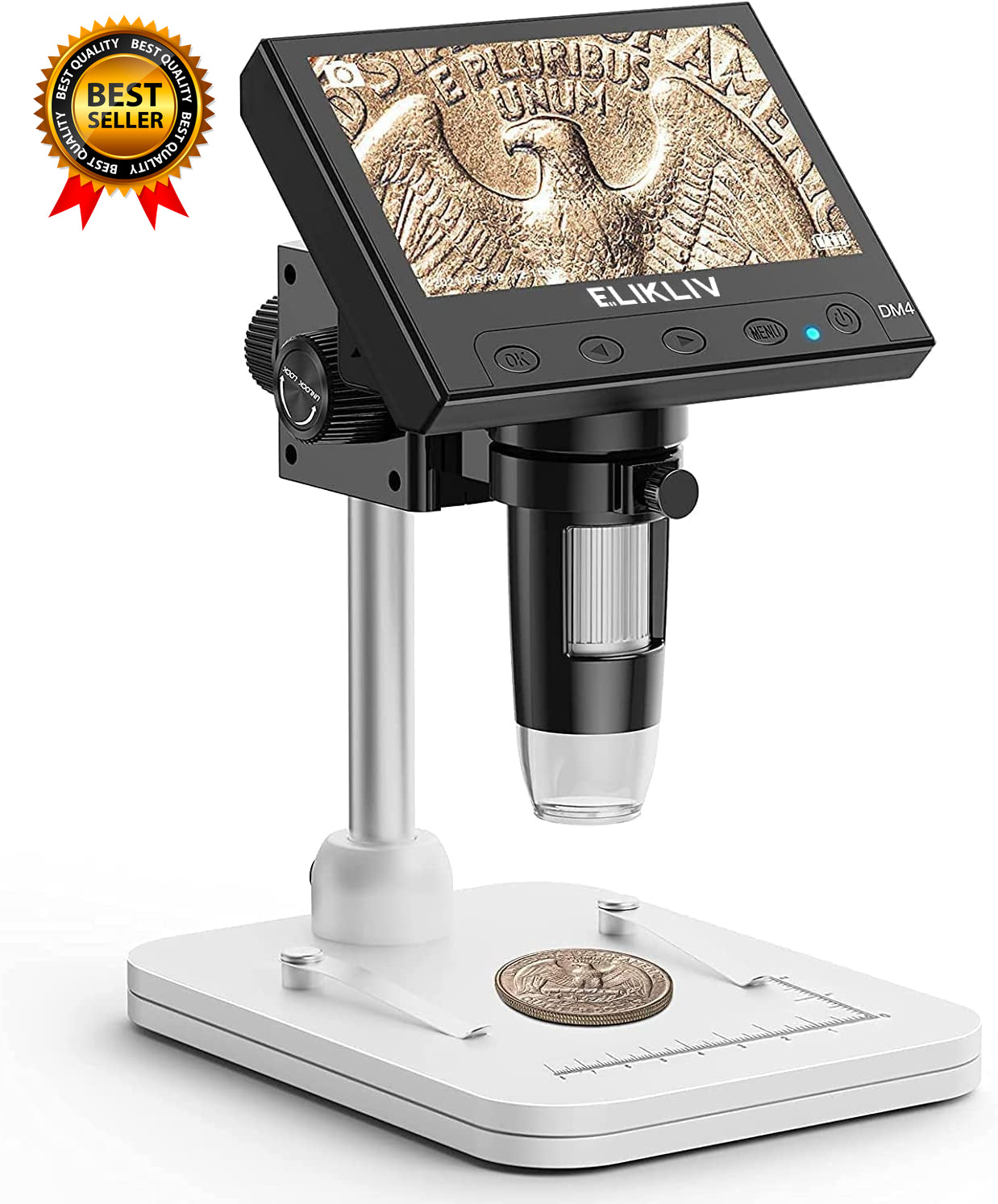 Microscope, LCD Digital Coin Microscope 1000X, Coin Magnifier with 8