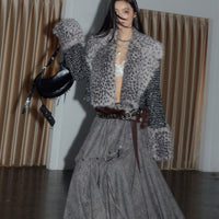 Leopard-print Faux-fur Detachable Wild And Sassy Short Coat