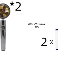 Propeller Driven Shower Head With Stop Button And Cotton Filter Turbocharged High Pressure Handheld Shower Nozzle