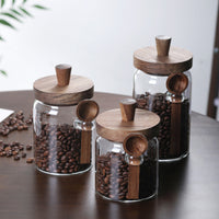 3Pcs Glass Coffee Jars with Spoons | Tea Candy Biscuit Storage | Everyday Home Deal