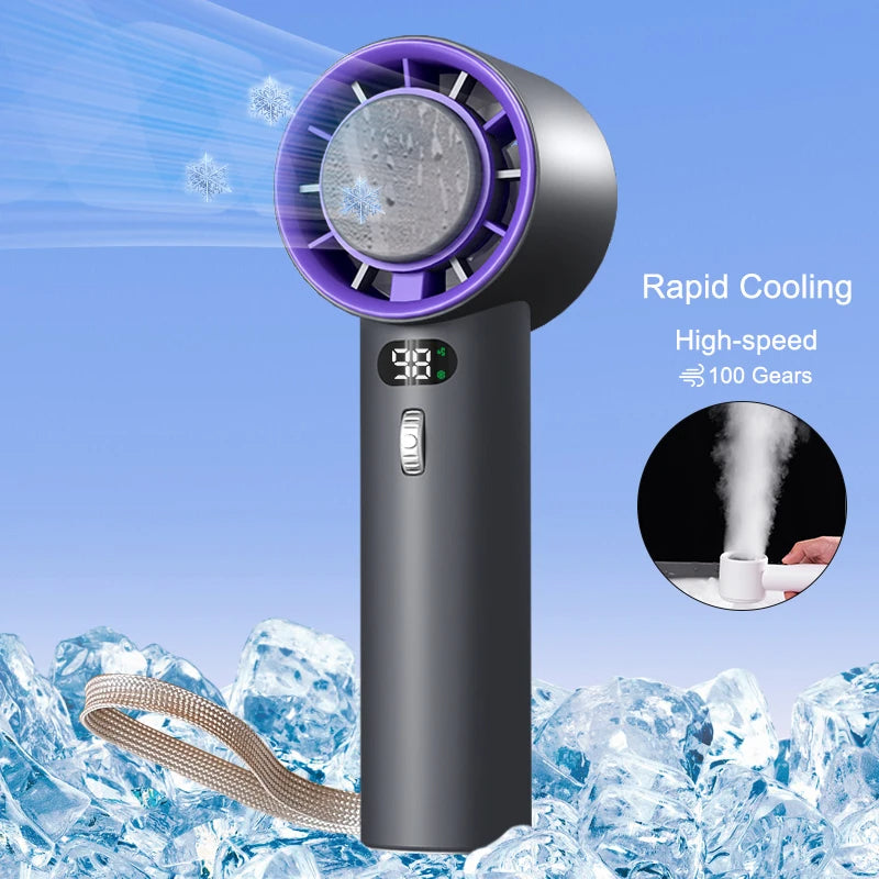 Portable Handheld Turbo Fan Cooling Semiconductor Refrigeration 3000mAh Battery Wind Speeds Adjustable Mini Personal Fan | Everyday Home Deal