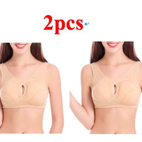 Plus Size Women Bra Ladies Cotton Quake-Proof Underwear Sleep Tops No Buckles Non Wire Lingerie With Removable Padded