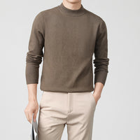 Mens Thickened White Knit Bottoming Sweater