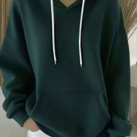 Casual Solid-color Trendy Hoodie With Drawstring Long-sleeve Hooded Sweatshirt