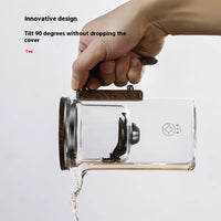 One Click Magnetic Teapot Separation Filtration Glass Tea Pot Wood Handle Tea Water Separation Inner Container Teapot | Everyday Home Deal
