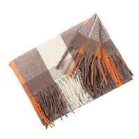 British-style Mens And Womens Couple Tassel Scarf With Large Plaid Pattern