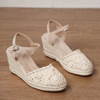 Summer Vacation Mules With Round Toes And Hollowed-out Straw Soles