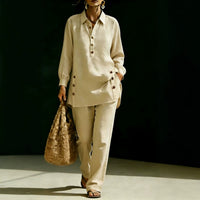 Long-sleeve Shirt And Casual Trousers Two-piece Set