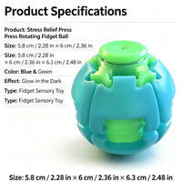 Unisex Compact Rotates Stress Relief Press Fidget Ball - Pocket Sensory Toy For Above 12 Teens & Adults, Glow-in-the-Dark Travel Car Ride Fidgeting Gift | Everyday Home Deal
