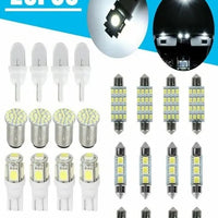 28pcs Car Interior White Combo LED Map Dome Door Trunk License Plate Light Bulbs