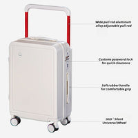 Wide Pull Rod Design Luggage Compartment, Front Open Lid, Stylish Large Capacity Luggage With Foldable Cup Holder And USB Interface