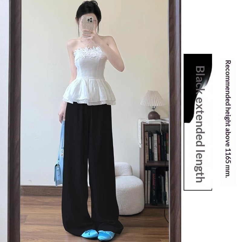 White Cotton-linen Wide-leg Viscose Floor-length Pants