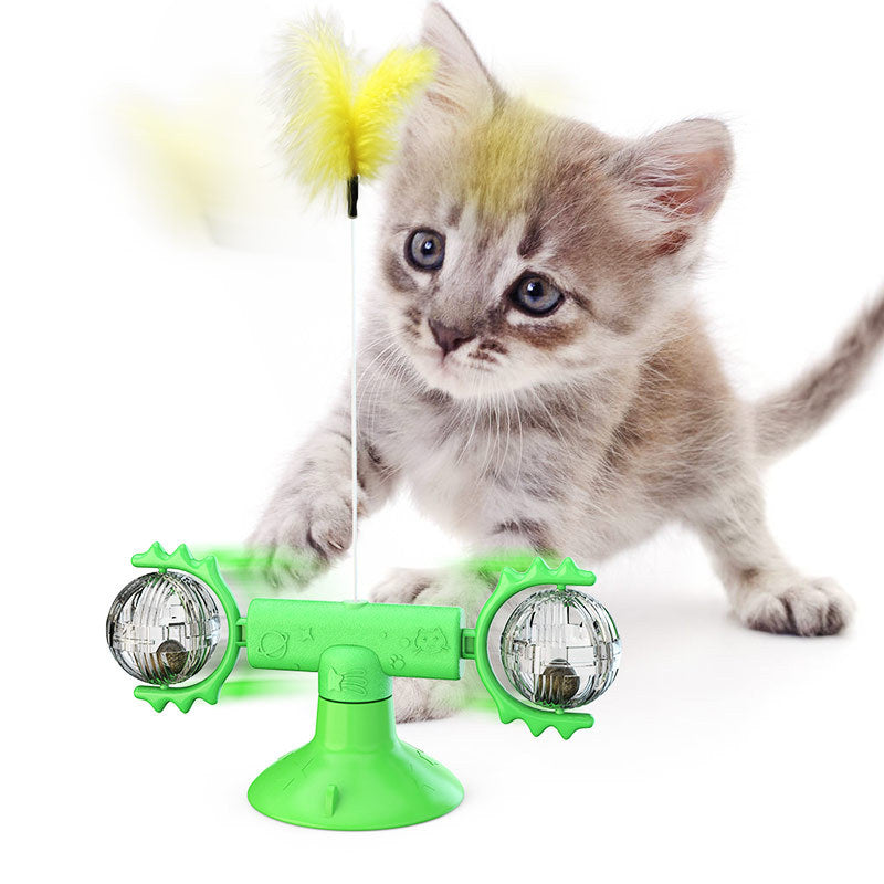 Cat Rotating Windmill Multi-Function Toys Itch Scratching Device Teeth Shining Toy | Everyday Home Deal