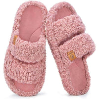 Women's Fuzzy Open Toe Slippers Comfy Soft Memory Foam