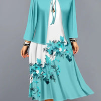 Color-block Elegant And Sophisticated Professional Coat Paired With A Dress Set