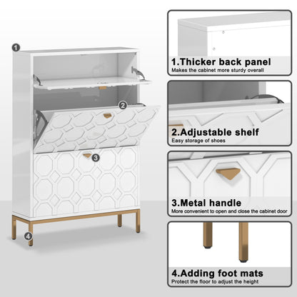 Shoe Organizer 24 Pairs Wood Shoe Storage Cabinet with Drawers