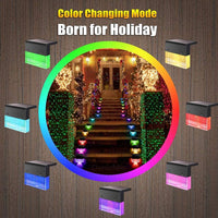 Waterproof New RGB LED Solar Light Step Fence Light