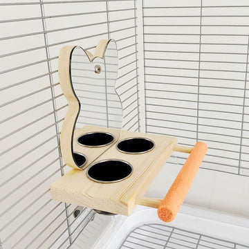 Parrot Puzzle Bird Toy Grinding Claw Stand Stainless Steel Food Cup Mirror | Everyday Home Deal