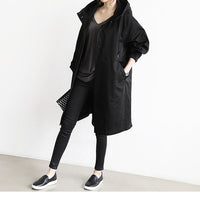 Women Windbreaker Jacket Casual Loose Button Pockets Hooded Quick Dry Windproof Waterproof Clothes For Outdoor Hiking Camping