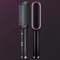 New 2 In 1 Hair Straightener Hot Comb Negative Ion Curling Tong Dual-purpose Electric Hair Brush