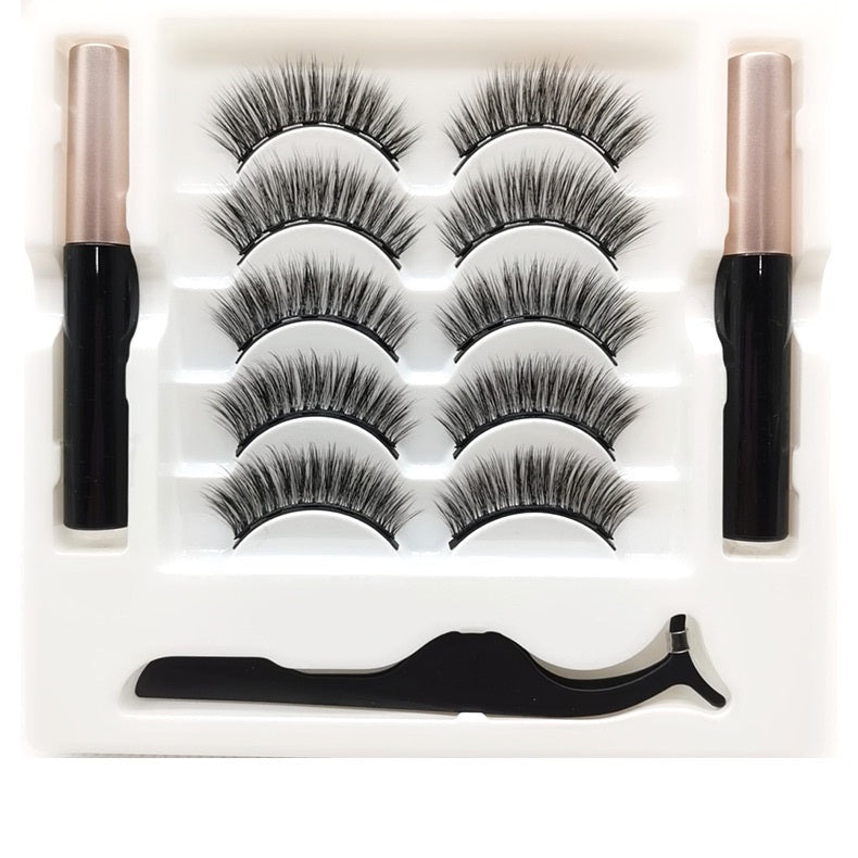 Magnetic Eyelashes Eyeliner Set Long Lasting False Mink Waterproof Eye Lashes Extension Reusable Beauty Makeup Tool | Everyday Home Deal