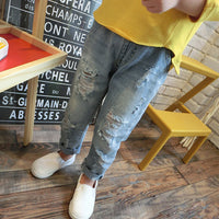 New Korean Style Boys Ripped Trousers