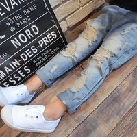 New Korean Style Boys Ripped Trousers