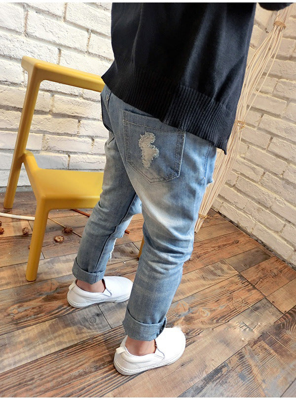 Boys' New Korean Style Ripped Distressed Denim Jeans — Premium Apparel Deal | Everyday Home Deal