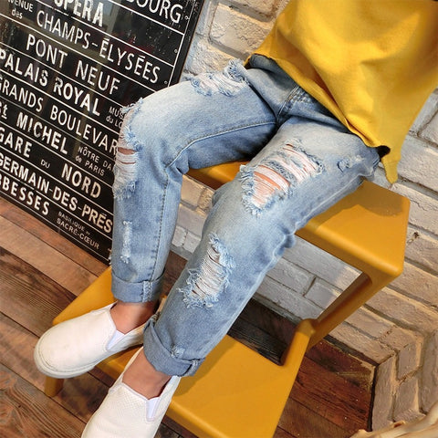 Boys' New Korean Style Ripped Distressed Denim Jeans — Premium Apparel Deal | Everyday Home Deal
