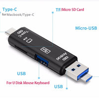 Type-C Micro USB To OTG Hub Adapter With TF Card Reader