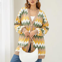 Loose-fitting Color-block Knit Cardigan Jacket