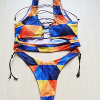 Pineapple Bikini for big boob Women Lace Up Swimwear Thong bikini set two pieces Swimsuit Bathing Suit female