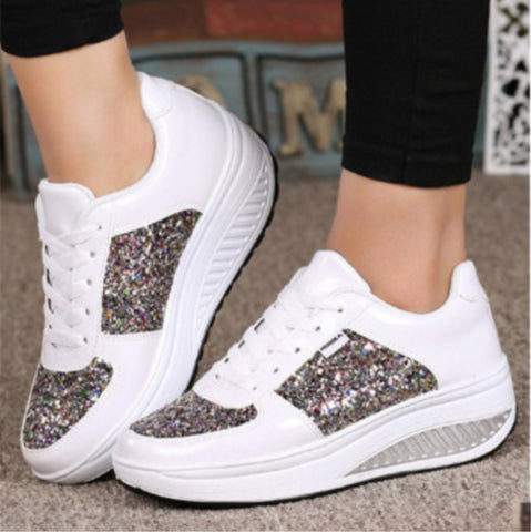 Women's Premium High-Top Sequin Sparkle Canvas Sneakers — Premium Footwear Deal | Everyday Home Deal